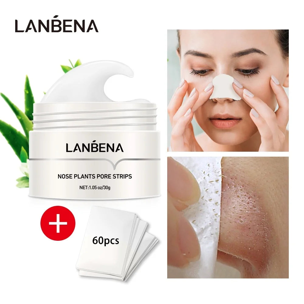 LANBENA Blackhead Remover Nose Mask  Peeling  Deep Cleansing Face Mask Oil Control Skin Care (60 Stickers)