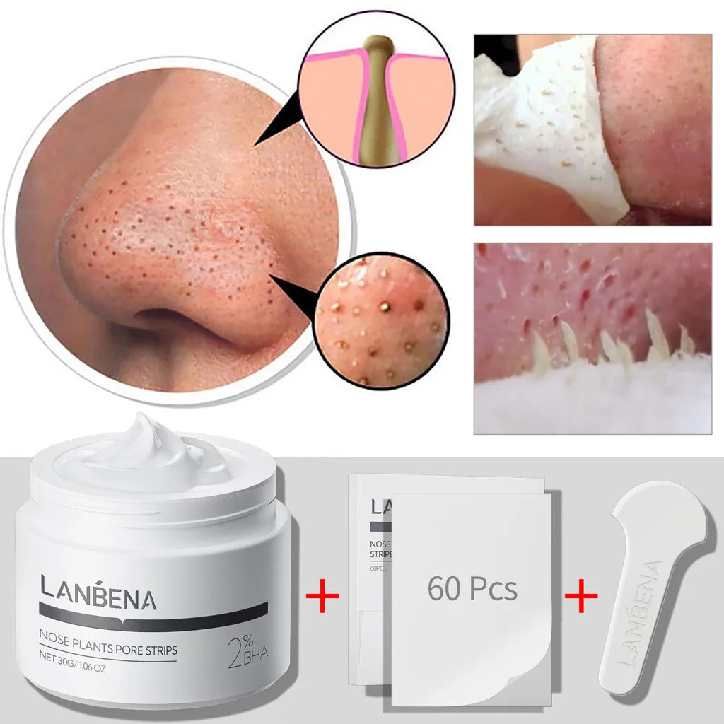 LANBENA Blackhead Remover Nose Mask  Peeling  Deep Cleansing Face Mask Oil Control Skin Care (60 Stickers)